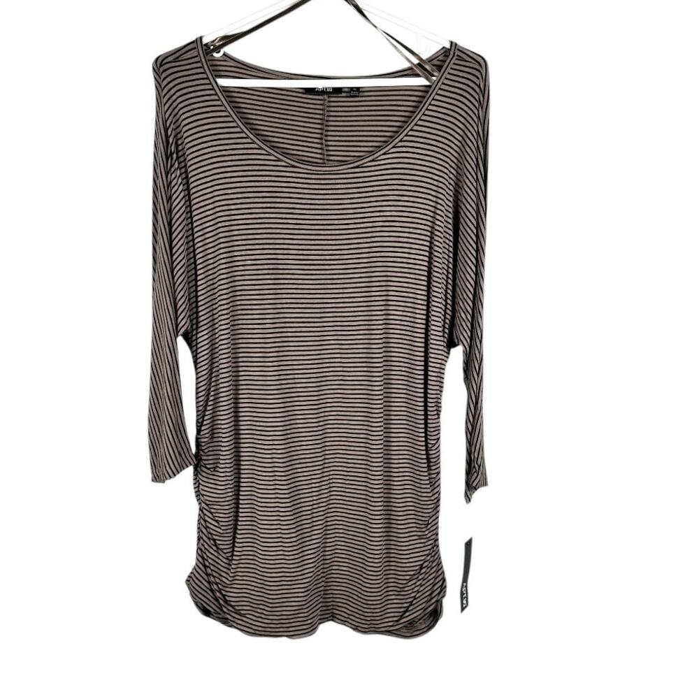 APT. 9 Brown Black Striped Ruching On Sides Top Size XL